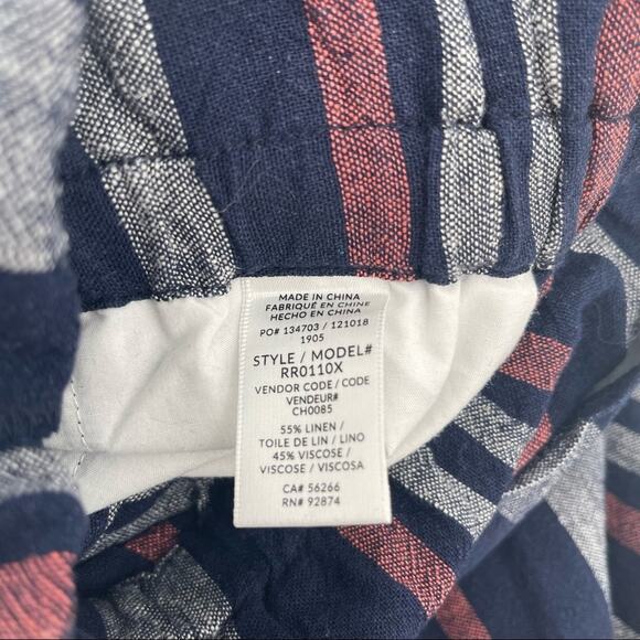 SPLENDID Crosshatch Jumpsuit Striped Tie Waist Stripes Navy Linen NWT SZ Small - Picture 4 of 16